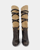 Bottes marrons et beiges en cuir