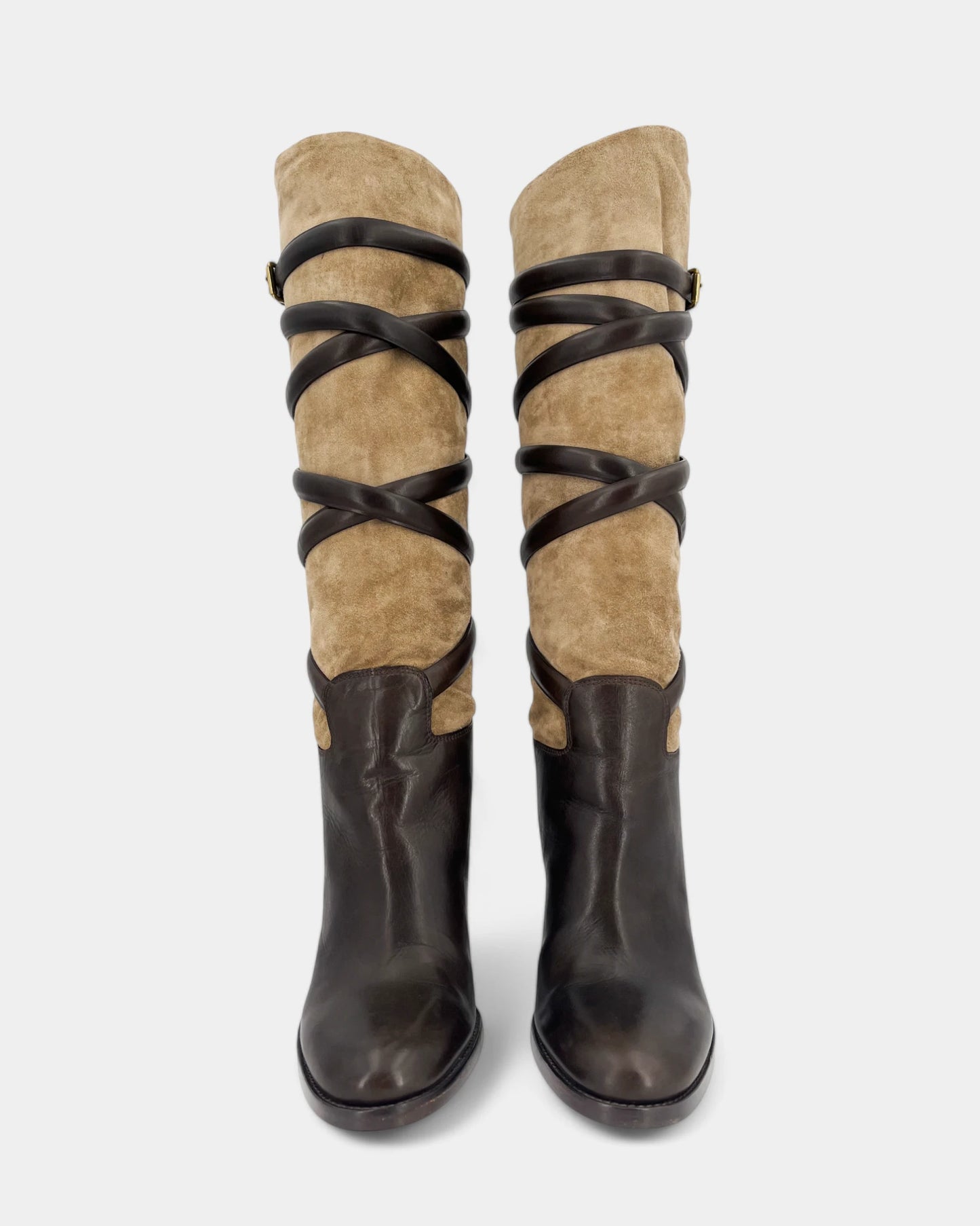 Bottes marrons et beiges en cuir - 37 EU / 7 US