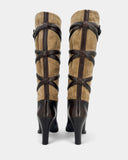 Bottes marrons et beiges en cuir