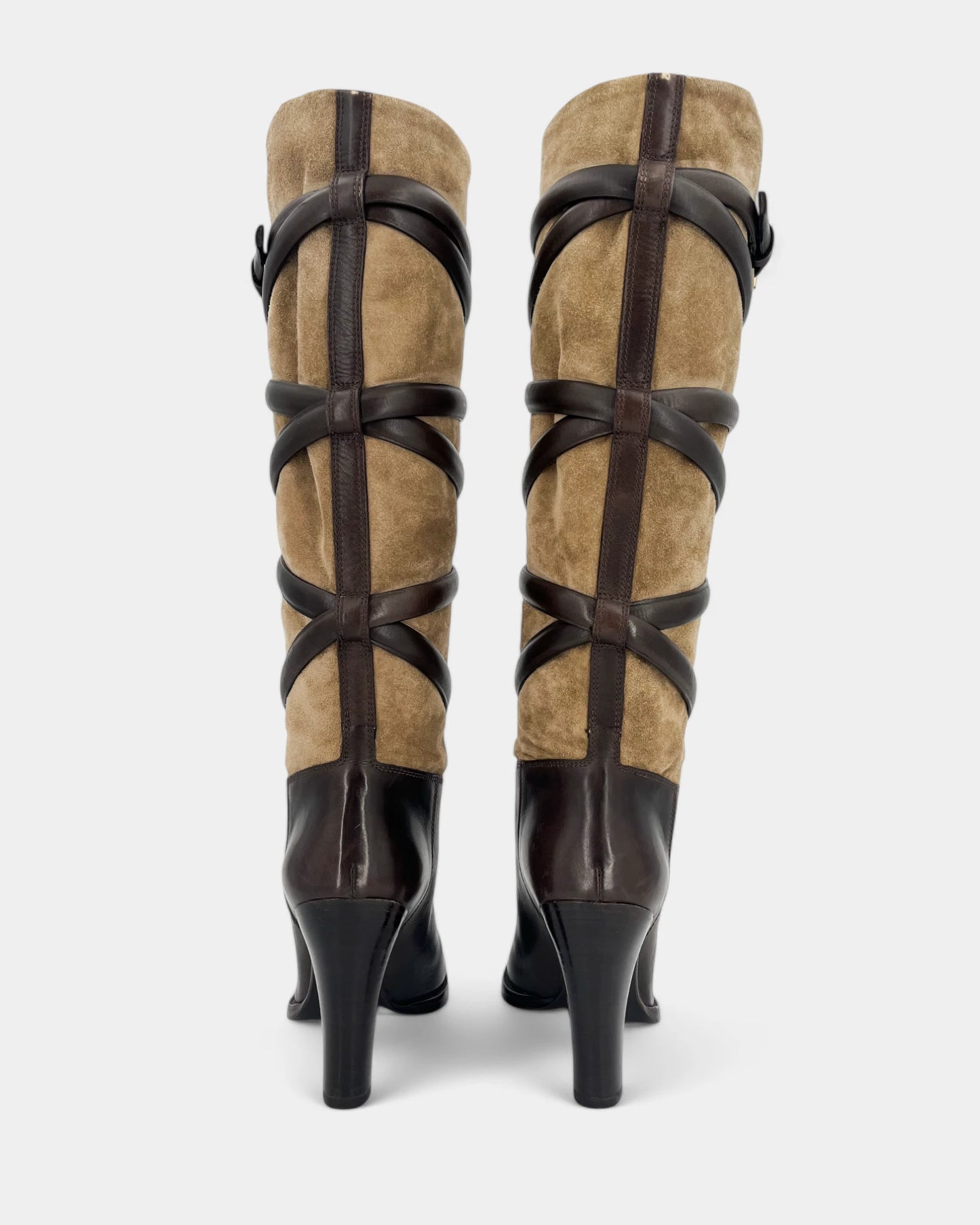 Bottes marrons et beiges en cuir - 37 EU / 7 US