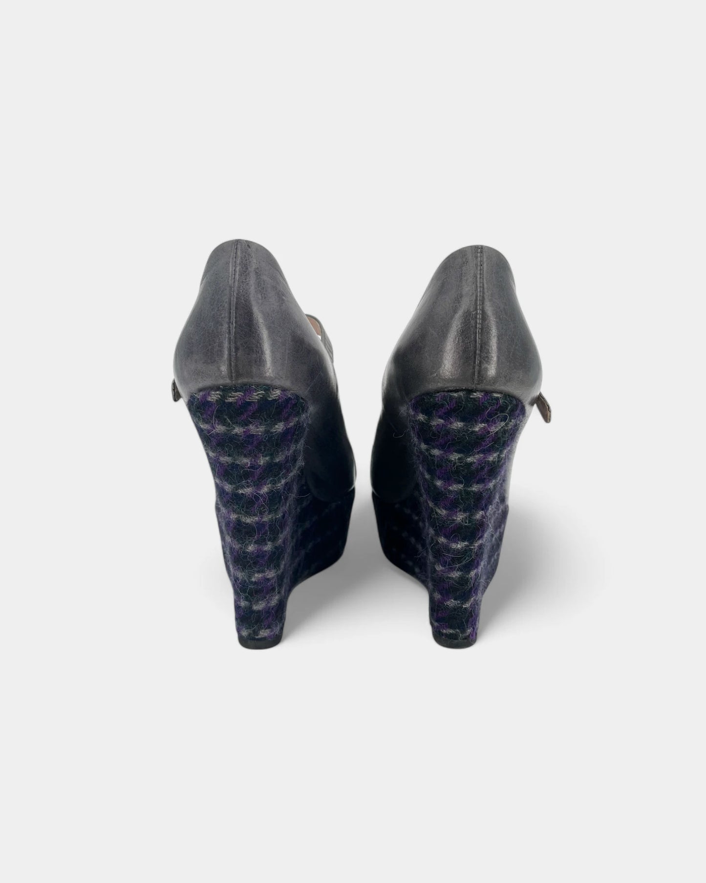 Escarpins compensés gris et violets - 37.5 EU / 7.5 US
