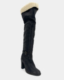Brown sheepskin thigh boots