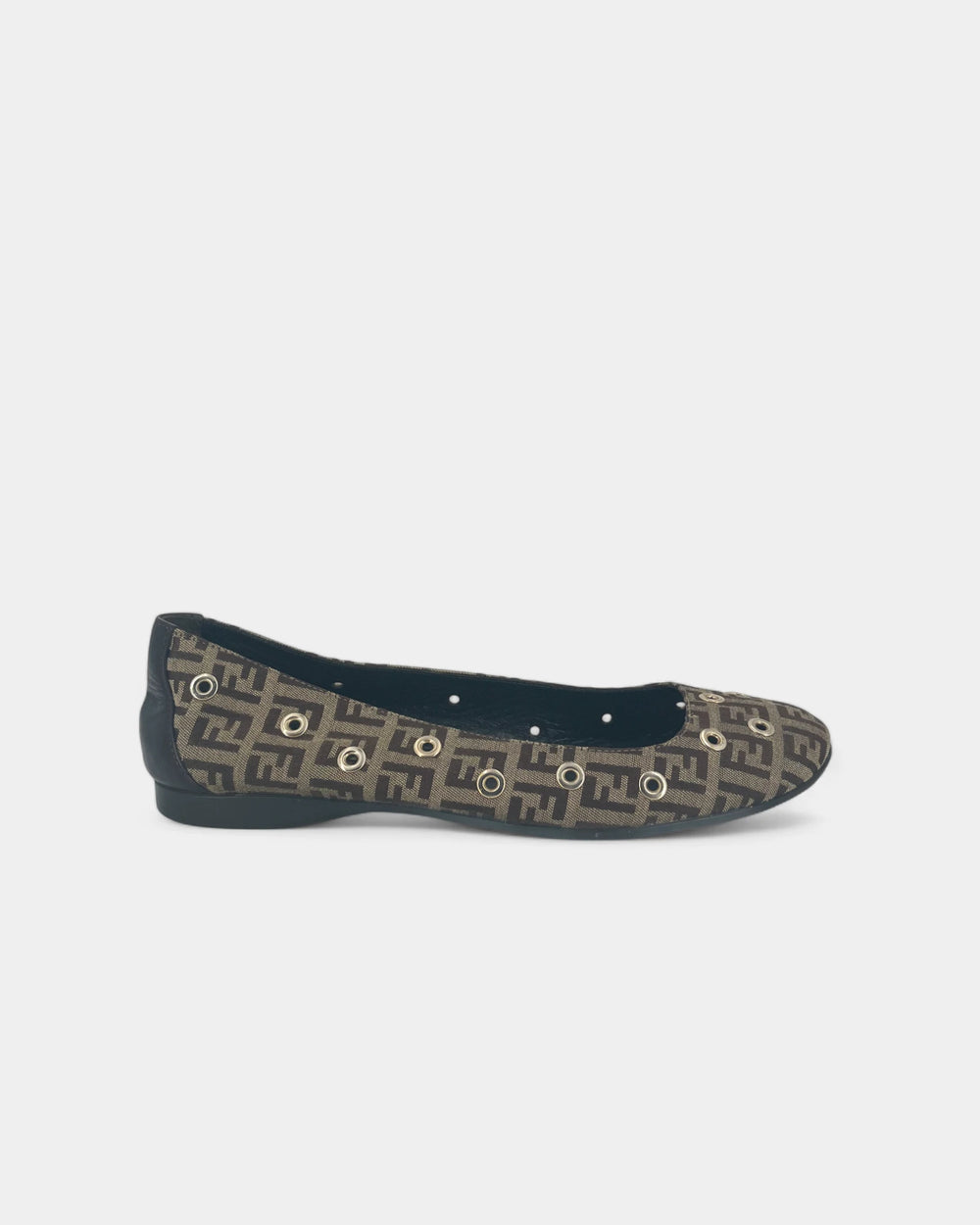 Brown monogrammed ballerinas
