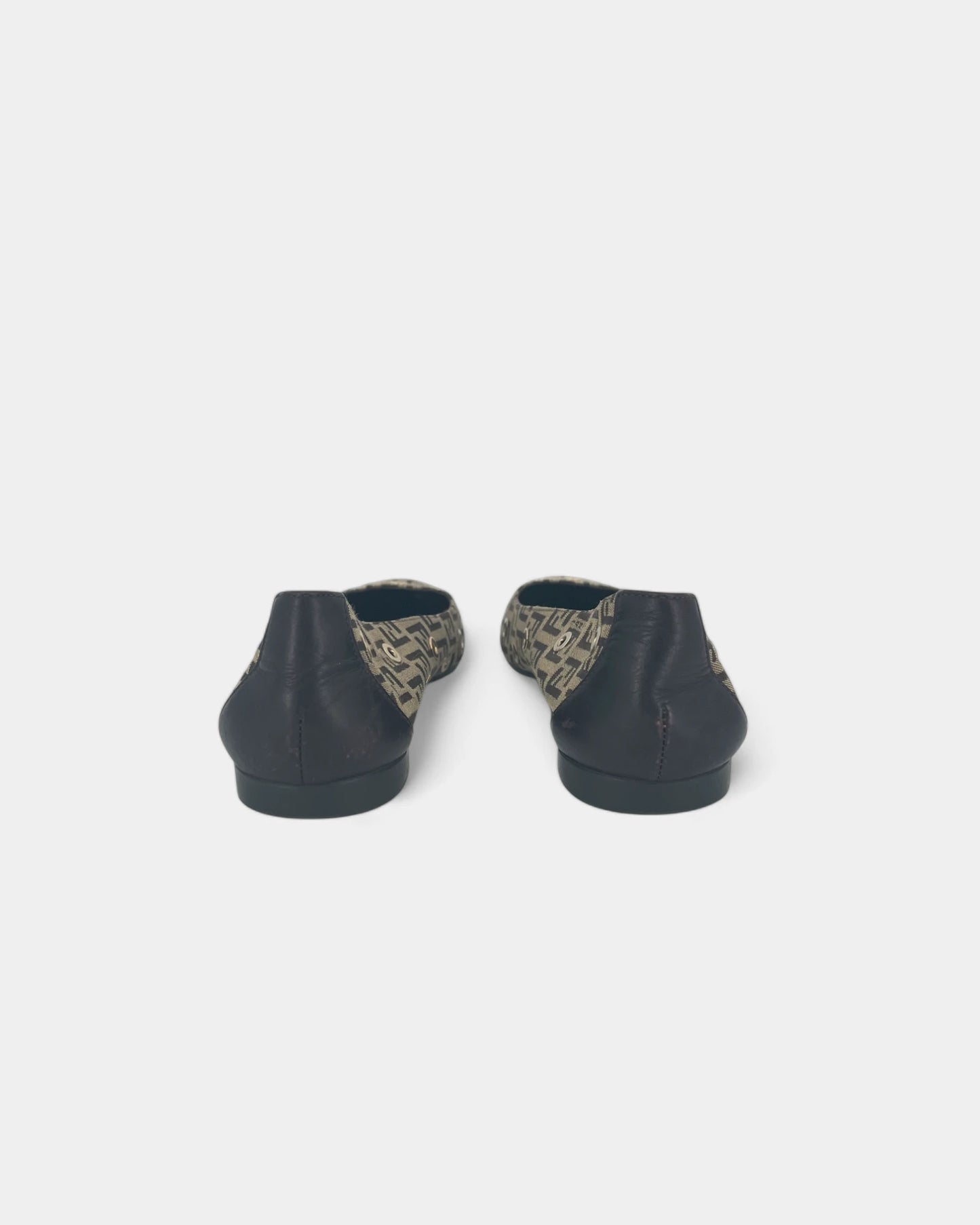 Brown monogrammed ballerinas