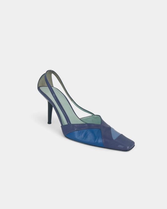 Blue and purple pumps