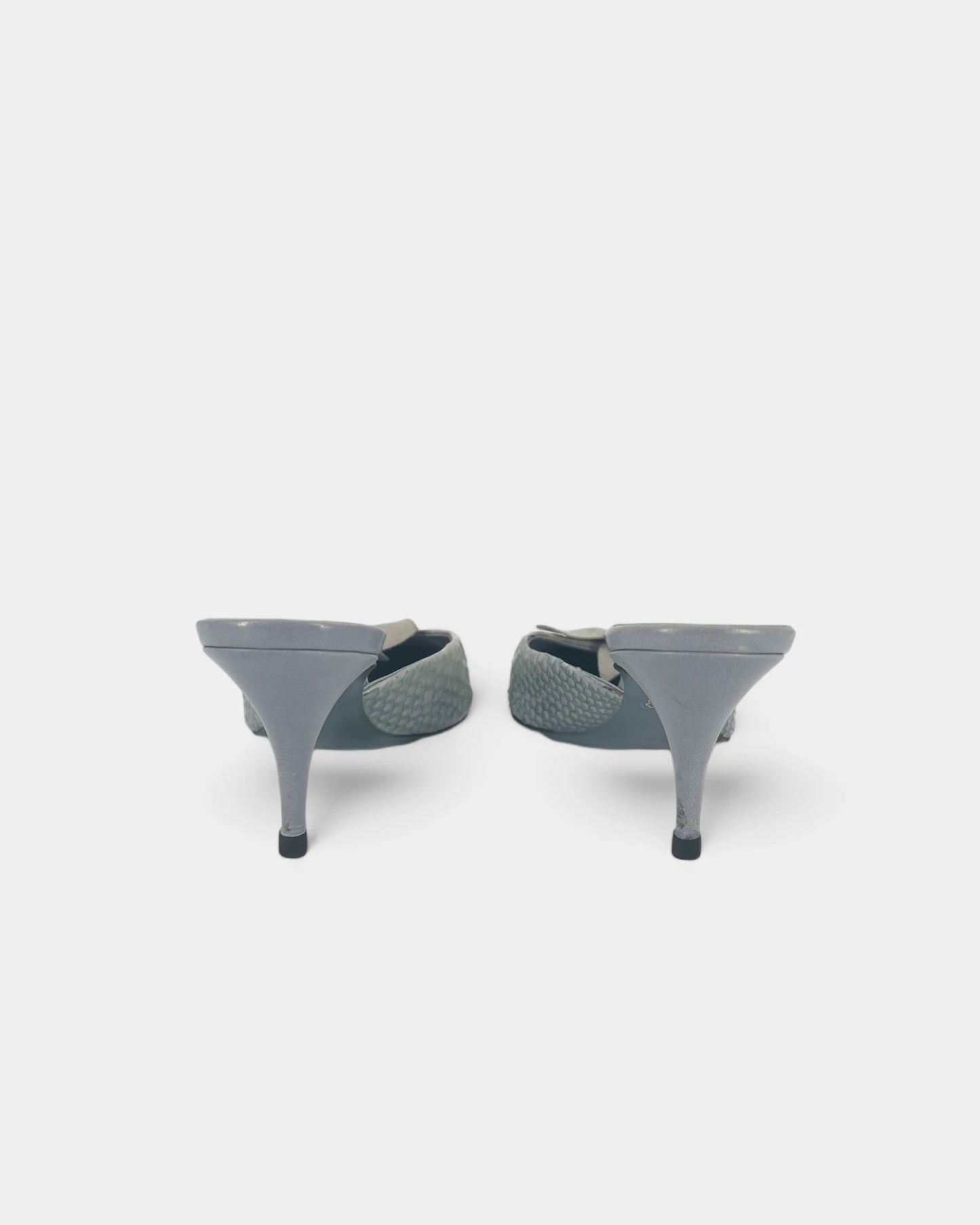 Light blue heeled mules