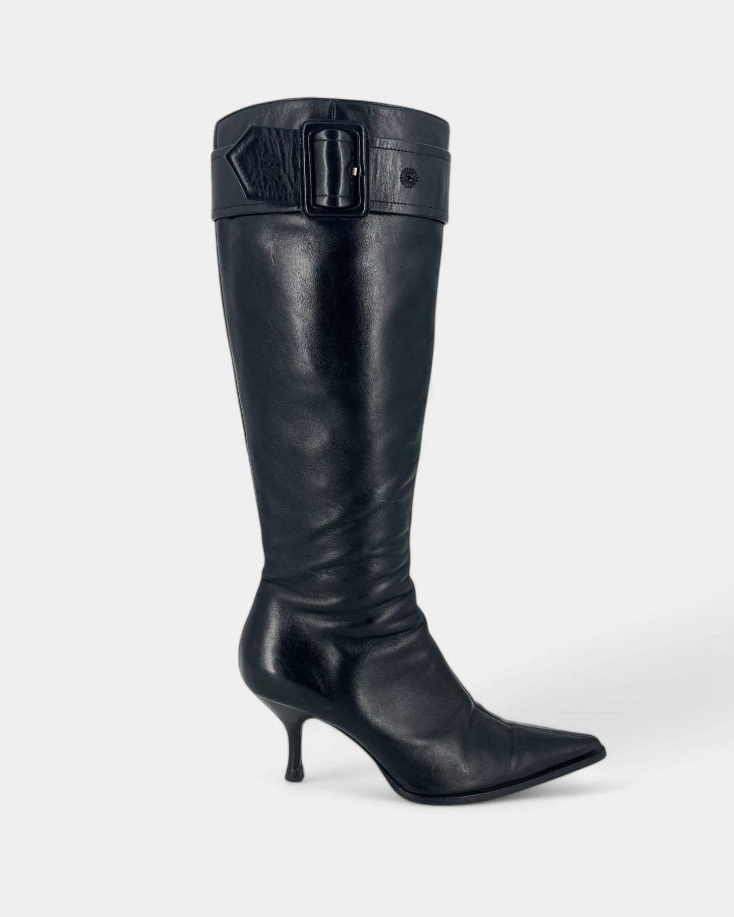 Black leather boots