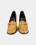 Beige heeled loafers