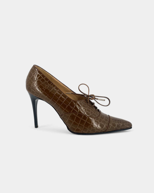 Escarpins marrons avec un motif écaille - 38.5 EU / 8.5 US