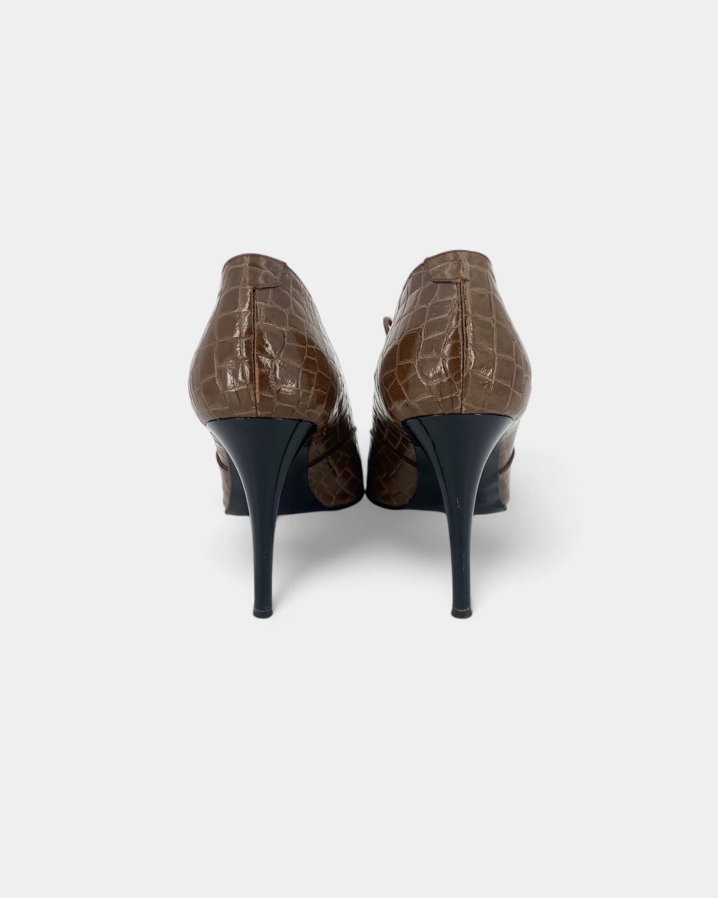 Escarpins marrons avec un motif écaille - 38.5 EU / 8.5 US