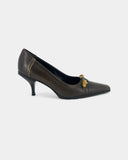 Brown pumps with bow