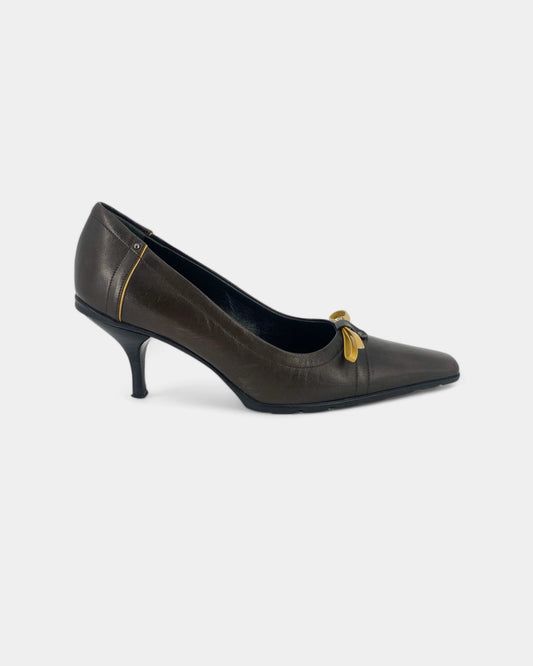 Escarpins marrons à noeud - 37 EU / 7 US
