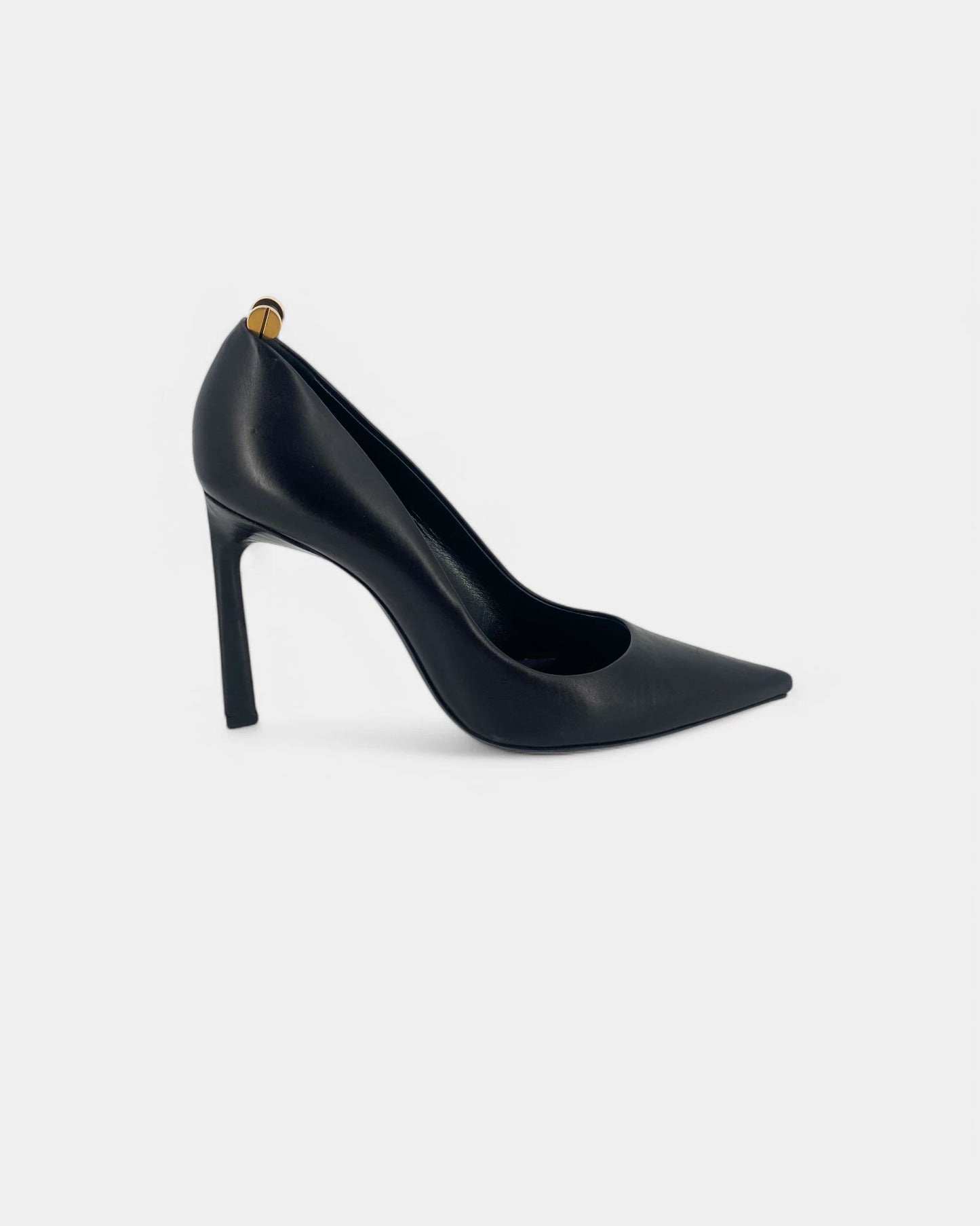 Escarpins en cuir noir avec bijouterie argentée et dorée - 38 EU / 8 US