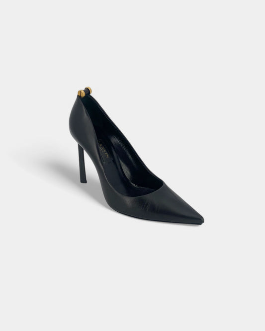 Escarpins en cuir noir avec bijouterie argentée et dorée - 38 EU / 8 US