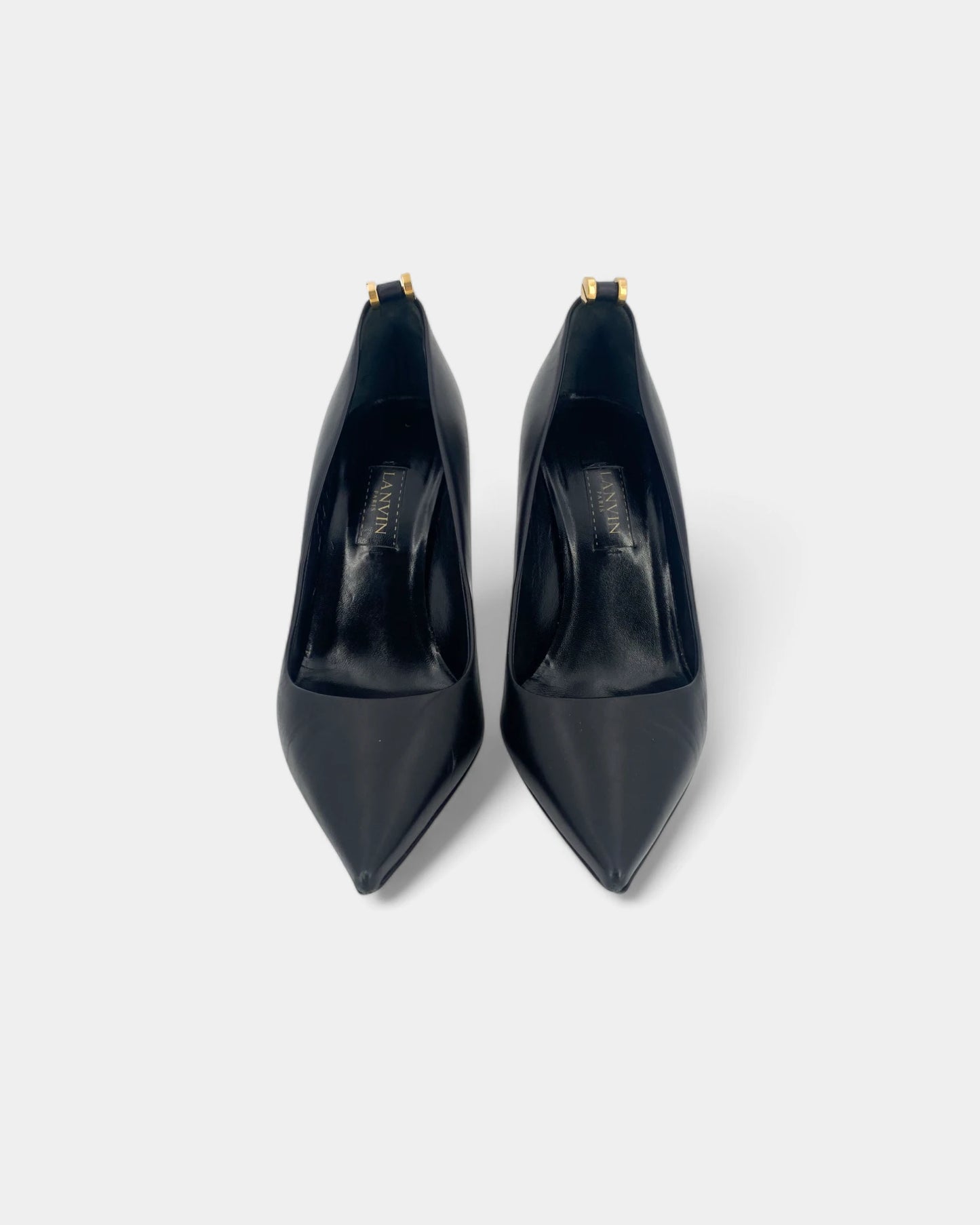 Escarpins en cuir noir avec bijouterie argentée et dorée - 38 EU / 8 US