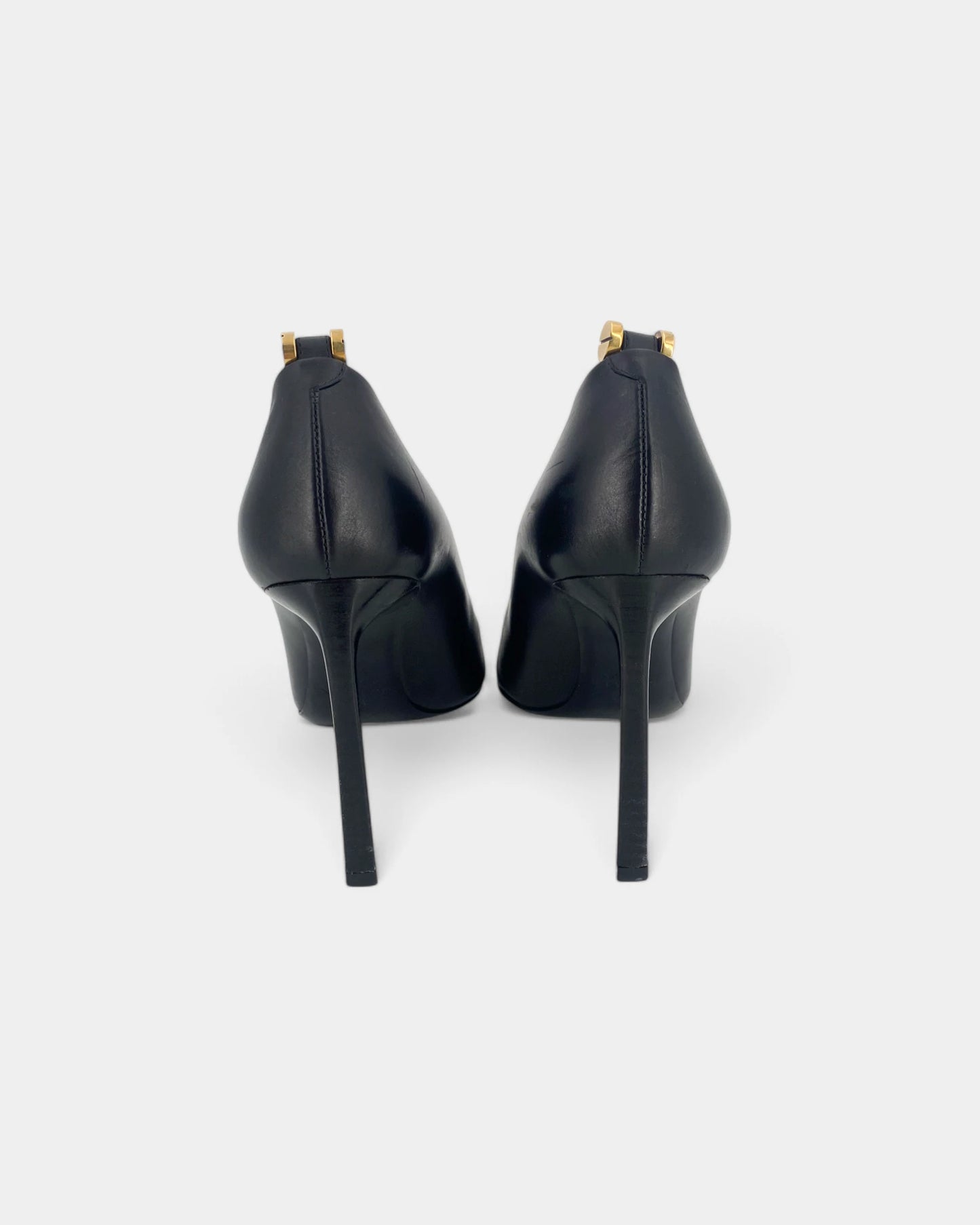 Escarpins en cuir noir avec bijouterie argentée et dorée - 38 EU / 8 US