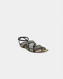 Silver and black strappy sandals