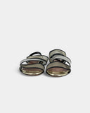 Silver and black strappy sandals