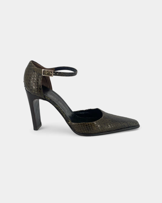 Escarpins kakis à motif écaille - 37 EU / 7 US