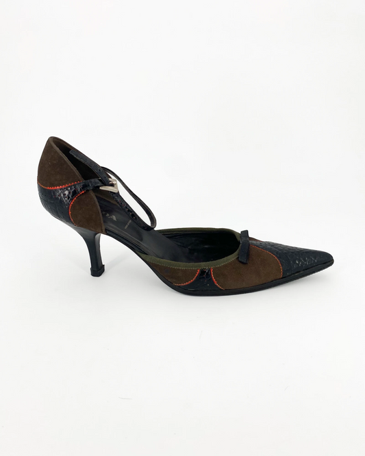 Escarpins marrons et noirs avec un noeud - 39.5 EU / 9.5 US