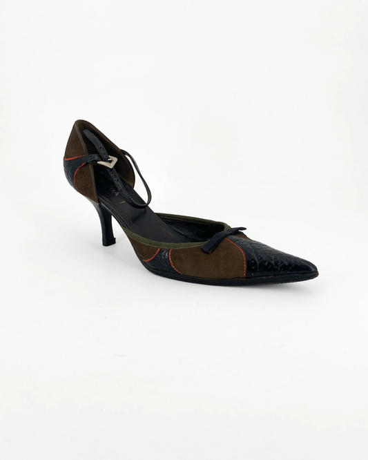 Escarpins marrons et noirs avec un noeud - 39.5 EU / 9.5 US