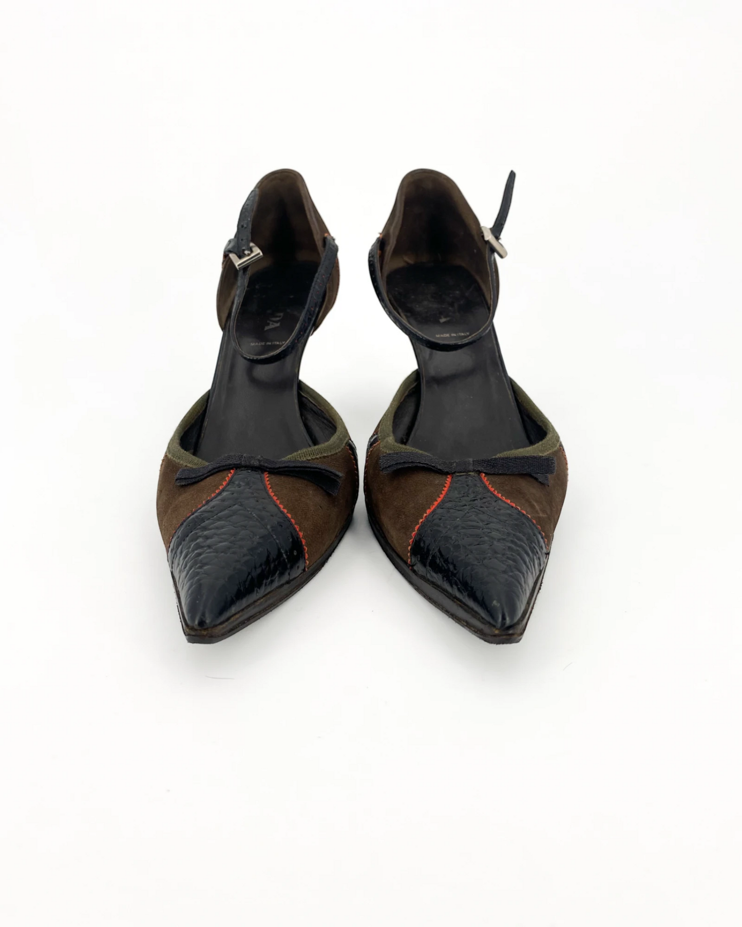Escarpins marrons et noirs avec un noeud - 39.5 EU / 9.5 US