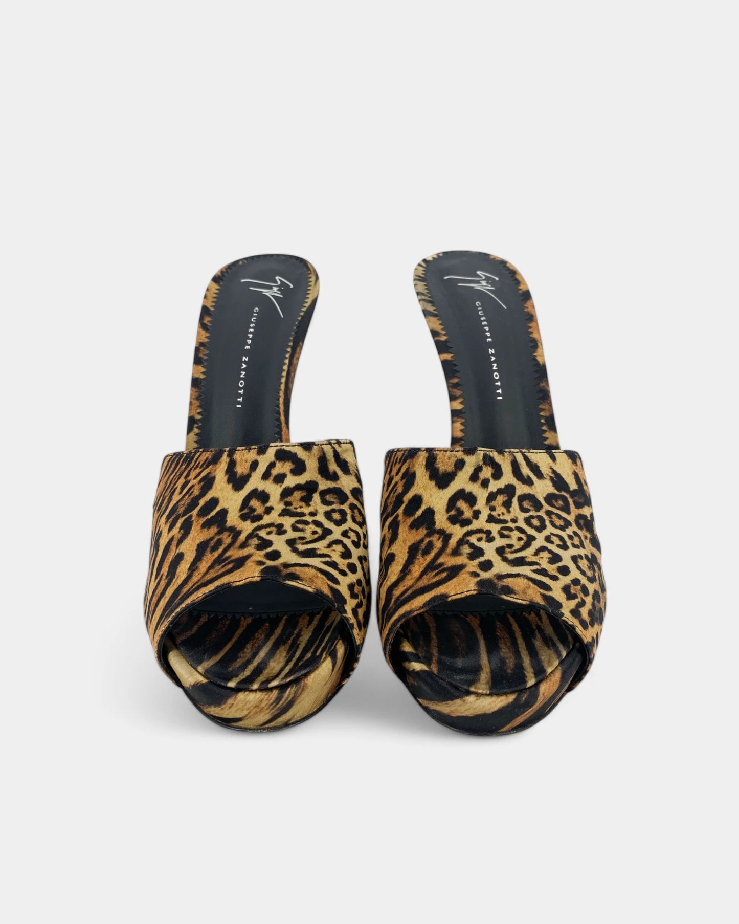 Leopard print heeled mules