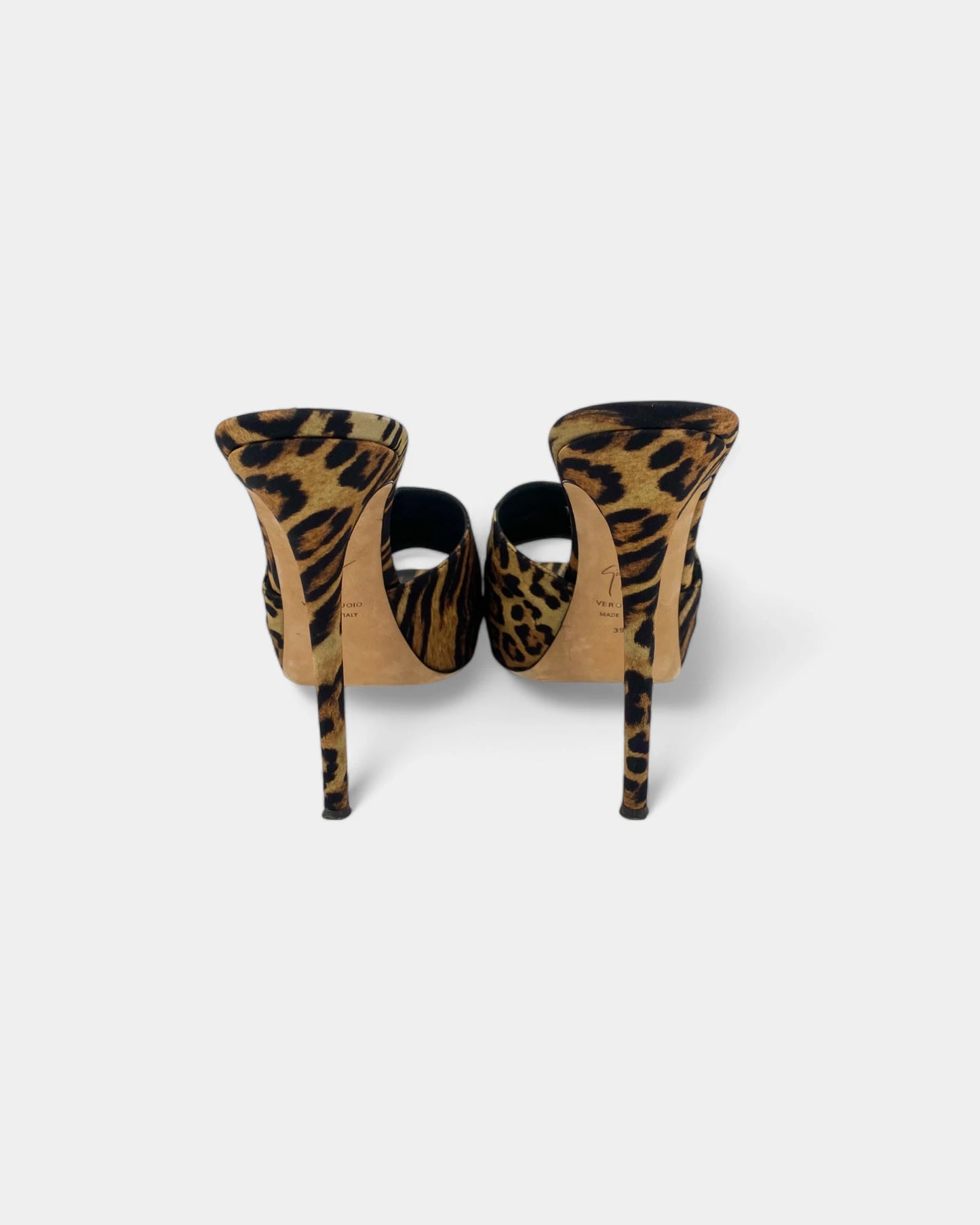 Leopard print heeled mules