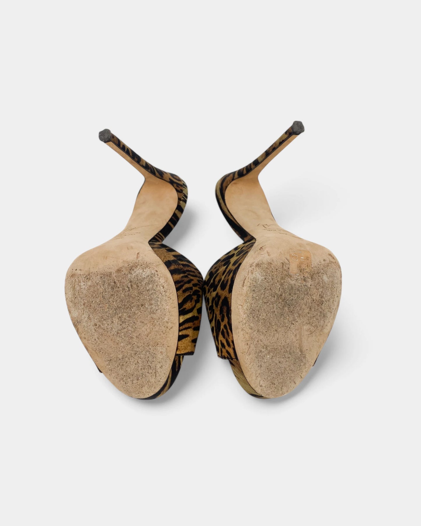 Leopard print heeled mules