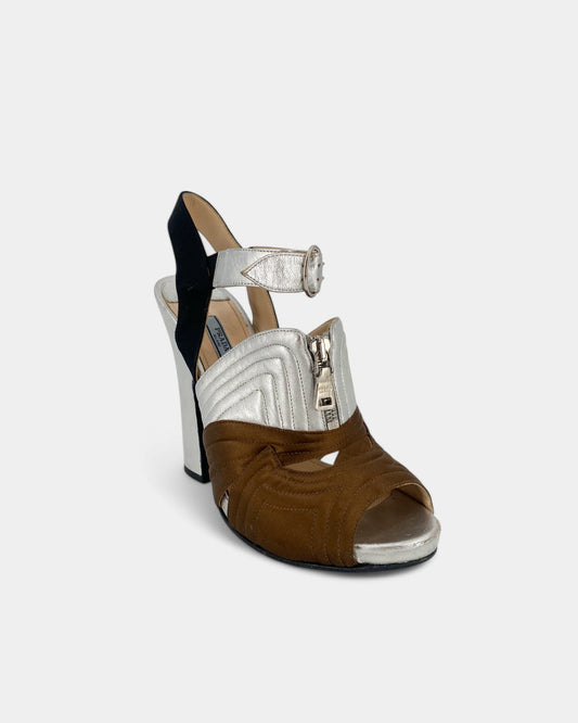 Sandales argentés à talons - 40 EU / 10 US