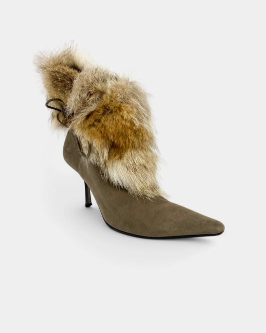 Bottines à talons en fourrure - 40 EU/ 10 US