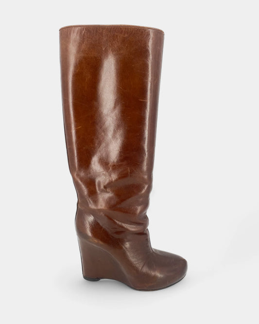 Bottes marrons à talons compensés - 38 EU / 8 US