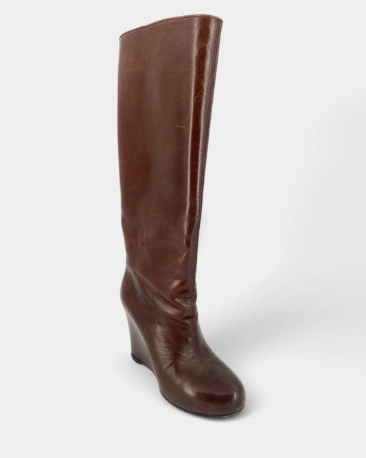 Bottes marrons à talons compensés - 38 EU / 8 US