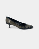 Grey patent leather pumps