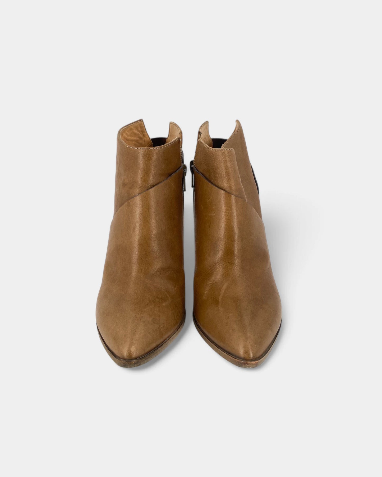 Camel-colored ankle boots
