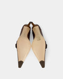 Escarpins en cuir marron à motif reptile