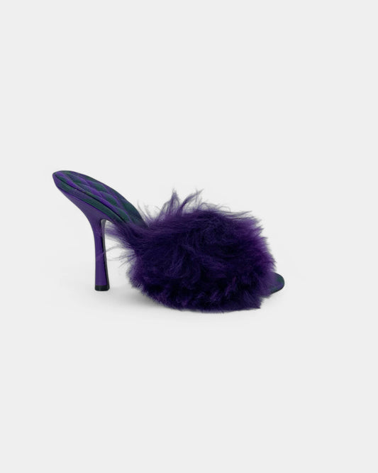Mules violettes à fourrure - 38 EU / 8 US
