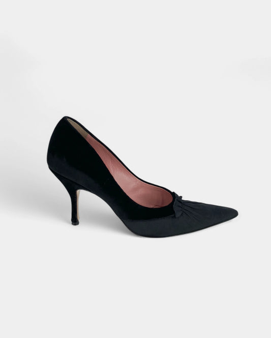 Escarpins noirs en velours et satin - 37 EU / 7 US