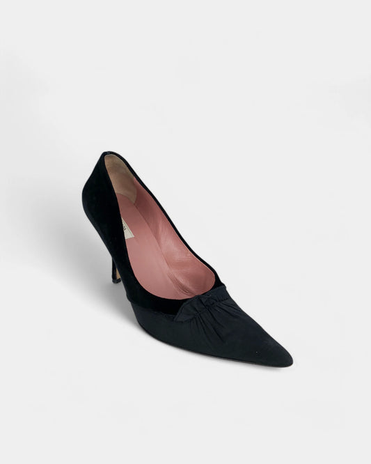 Escarpins noirs en velours et satin - 37 EU / 7 US