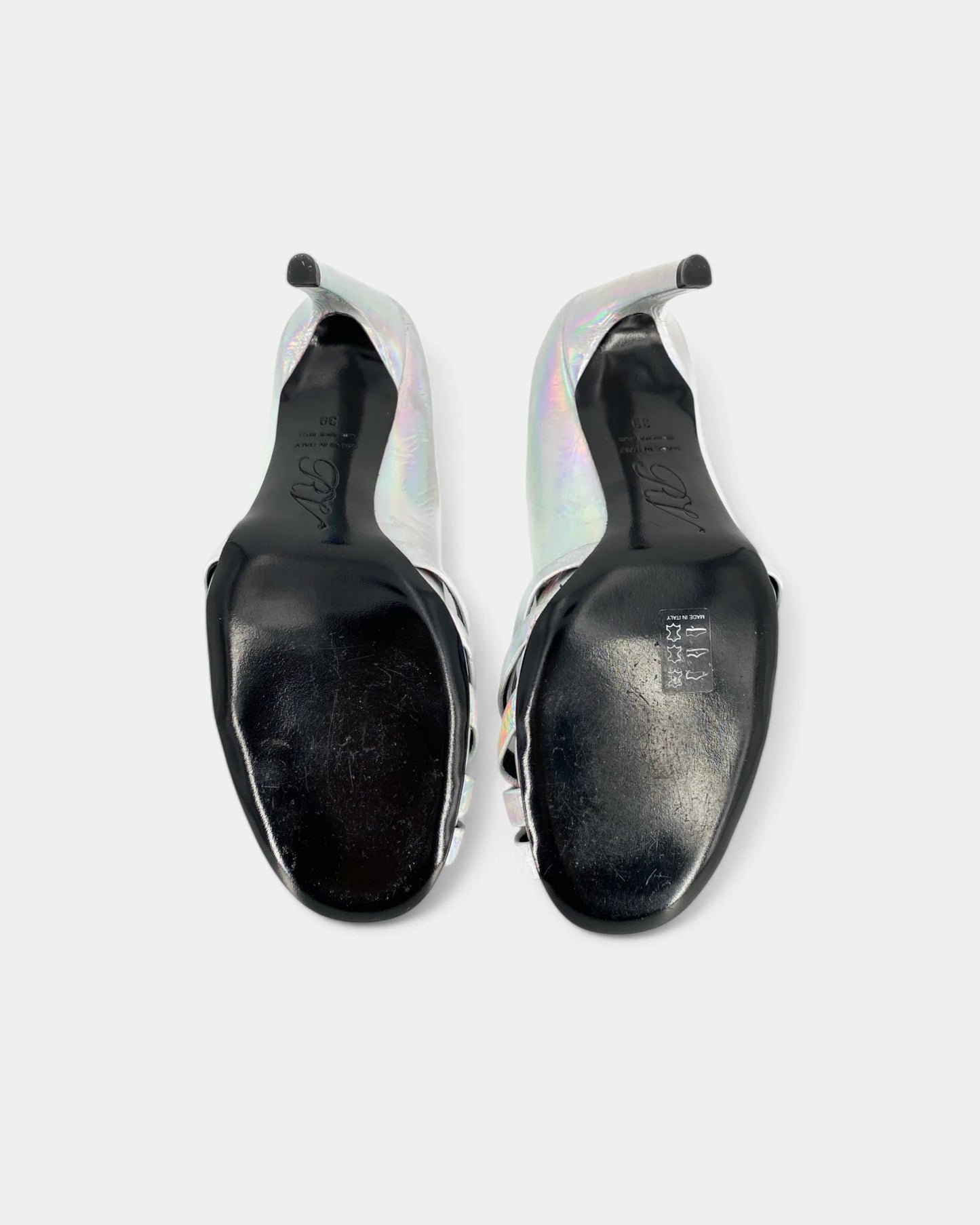 Sandales argentées à talons - 39 EU / 9 US