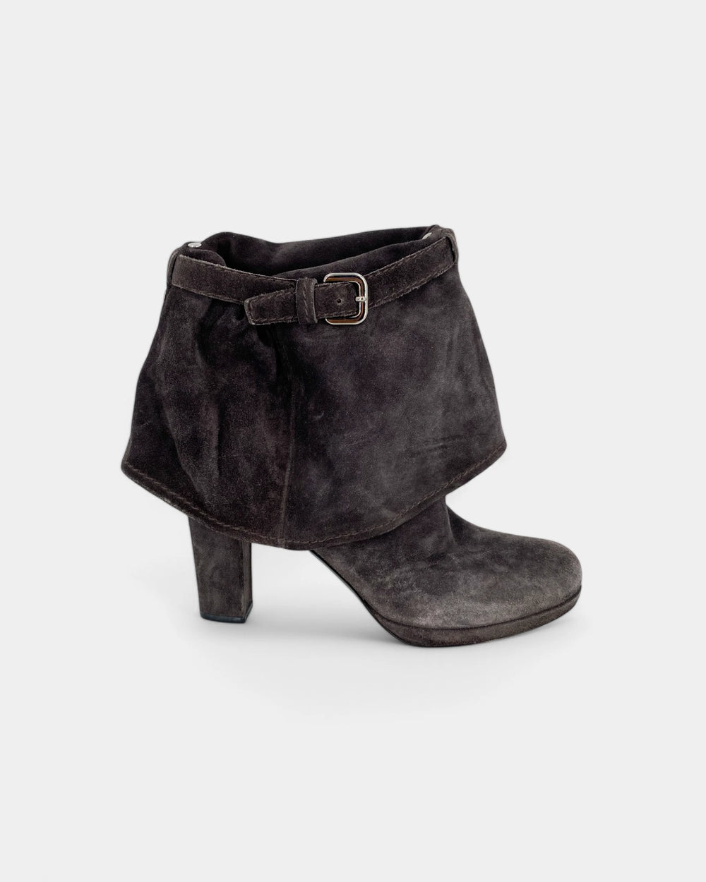 Grey suede cuffed boots