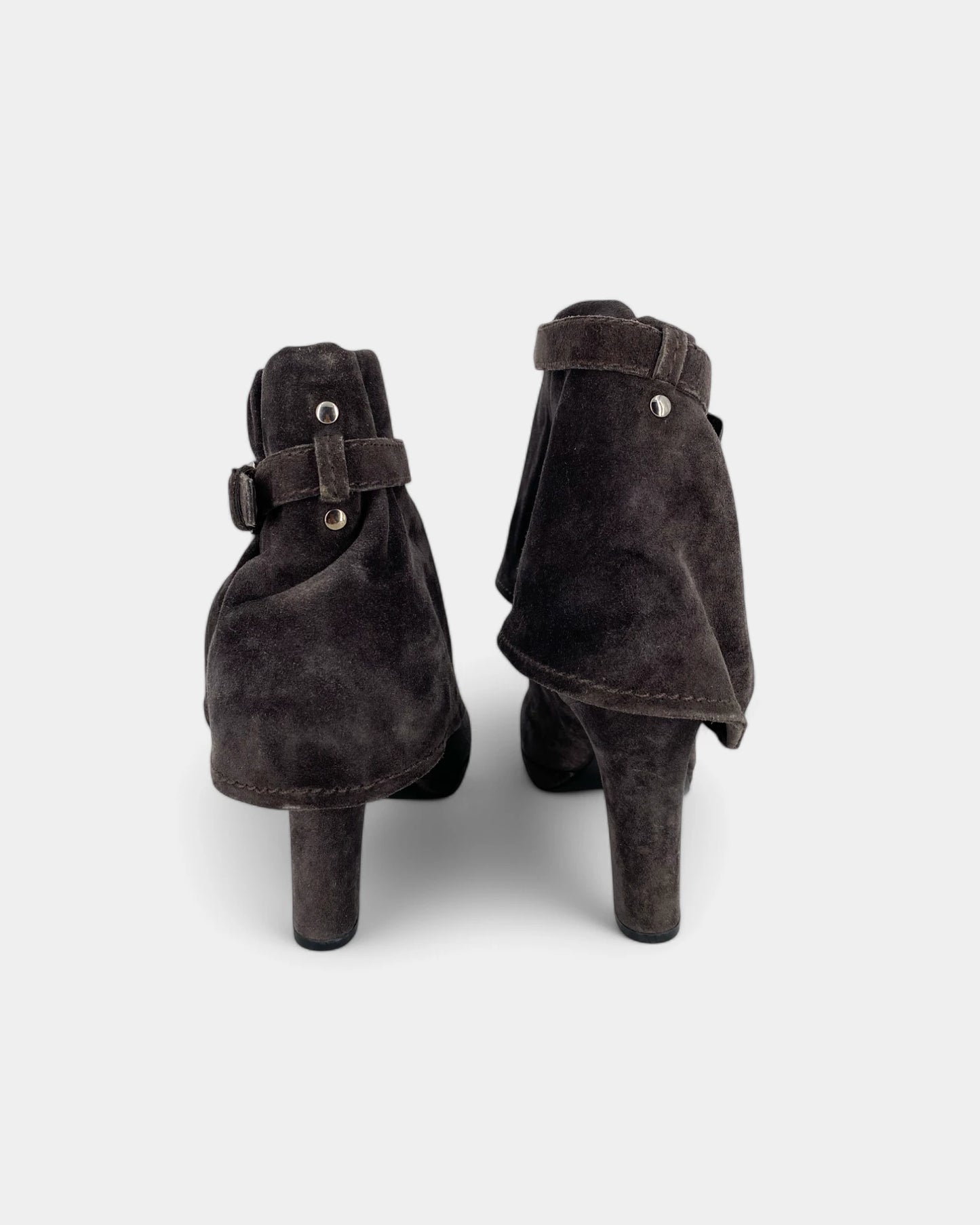 Grey suede cuffed boots