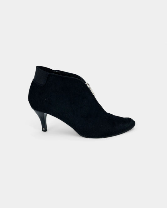Black fur ankle boots