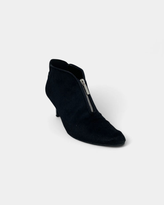 Black fur ankle boots