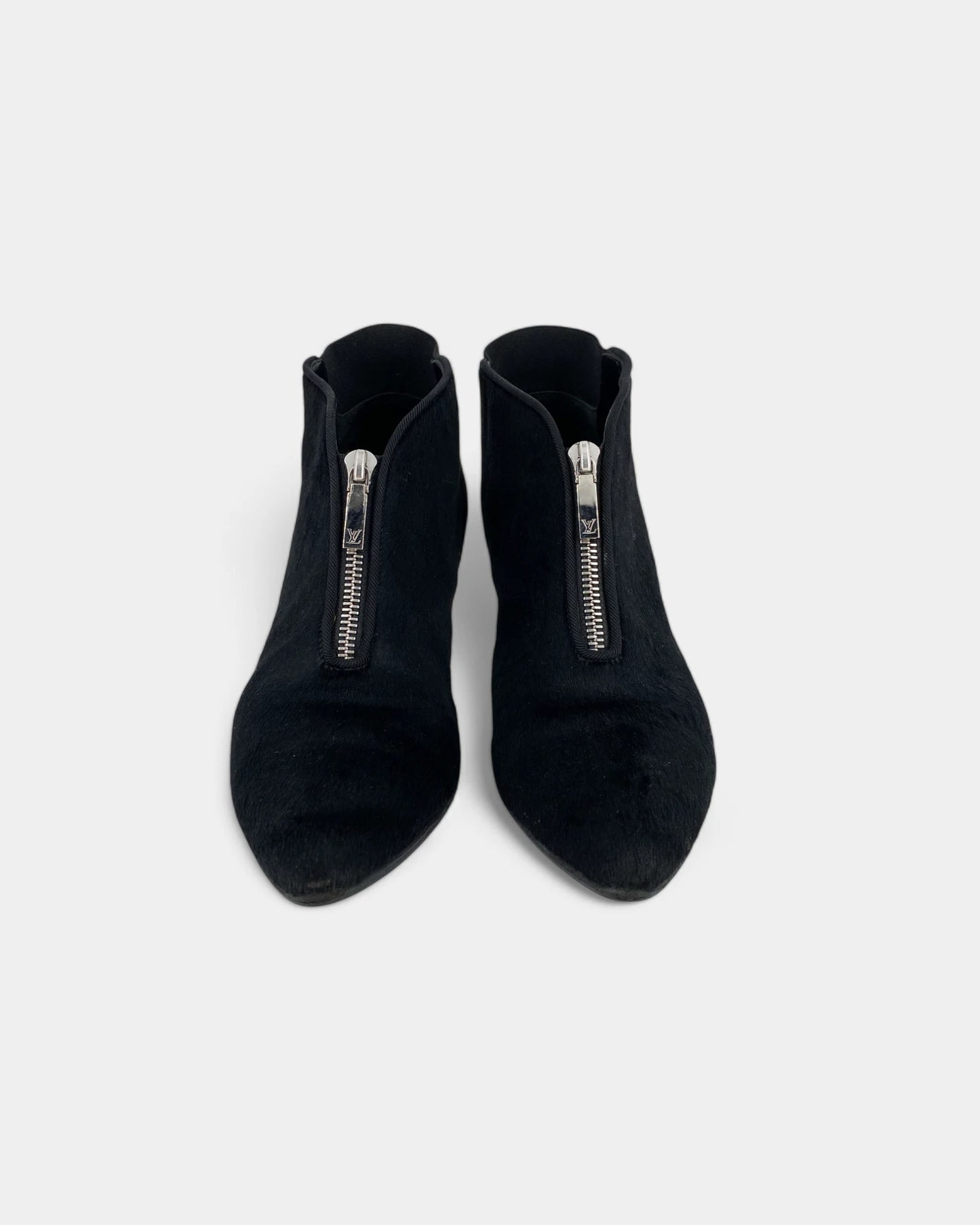 Black fur ankle boots