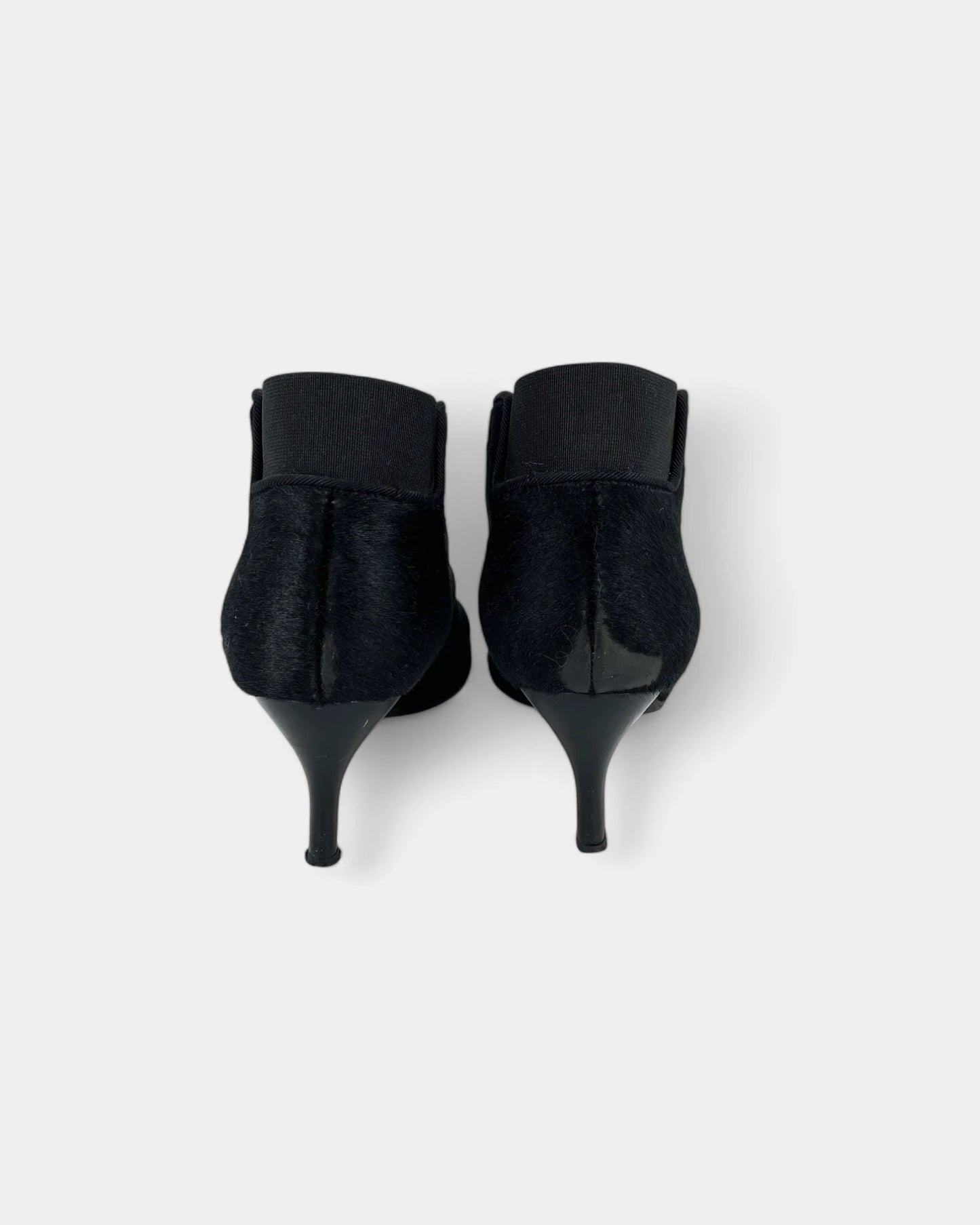 Black fur ankle boots