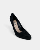 Black suede pumps