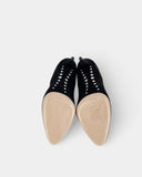 Black suede pumps