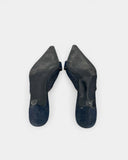 Mules en denim à boucle dorée