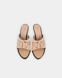 Mules rose poudré à clous dorés